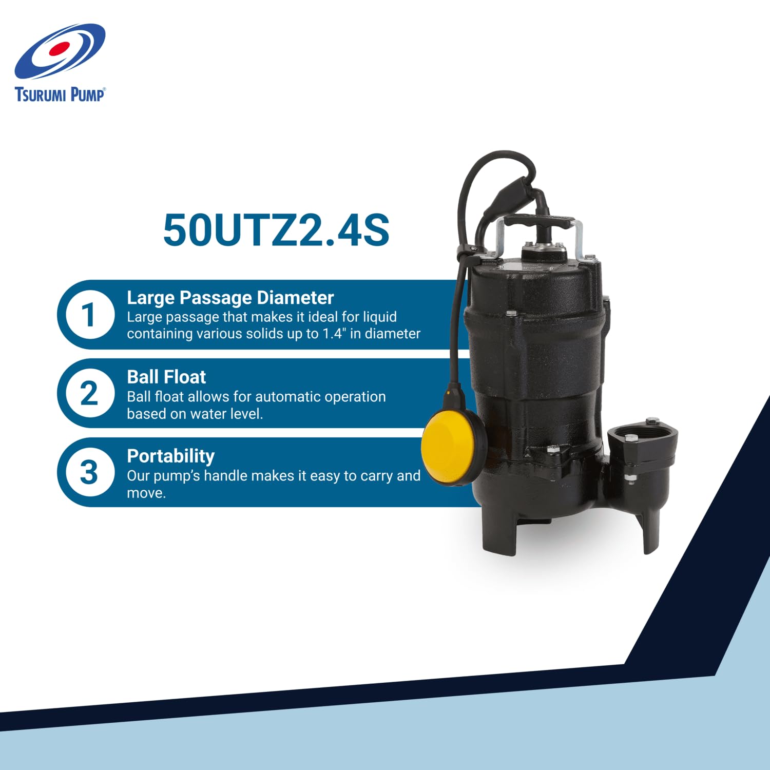WATATSUMI 50g　×2p Tsurumi Pump 50UTZ2.4S | Automatic Cast Iron Sewage Pump | 1/2 HP